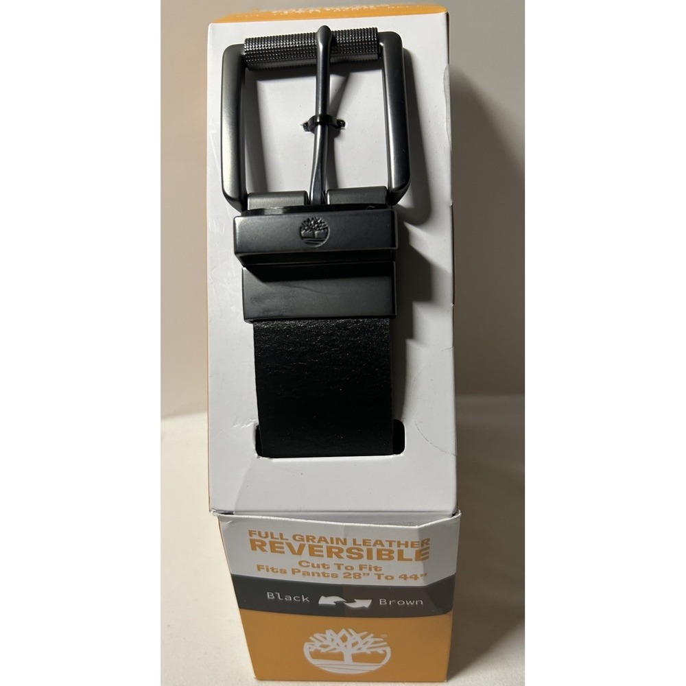 Timberland Men's Reversible Leather Belt BlacK Full Grain Leather SZ 28- 44  b5